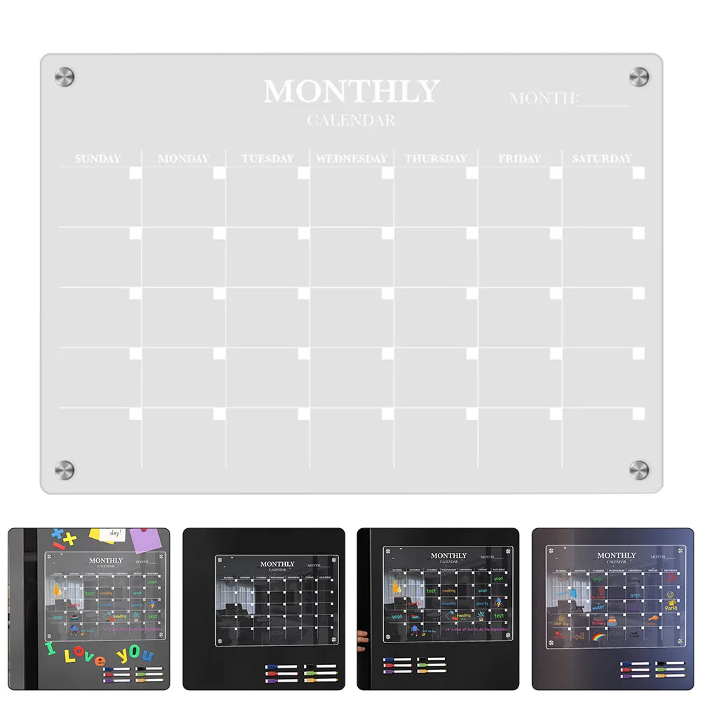 Magnetic Fridge Board Acrylic Dry Erase Board Clear Blank Schedule Planner Whiteboard Wall Calendar Reusable Transparent Kitchen