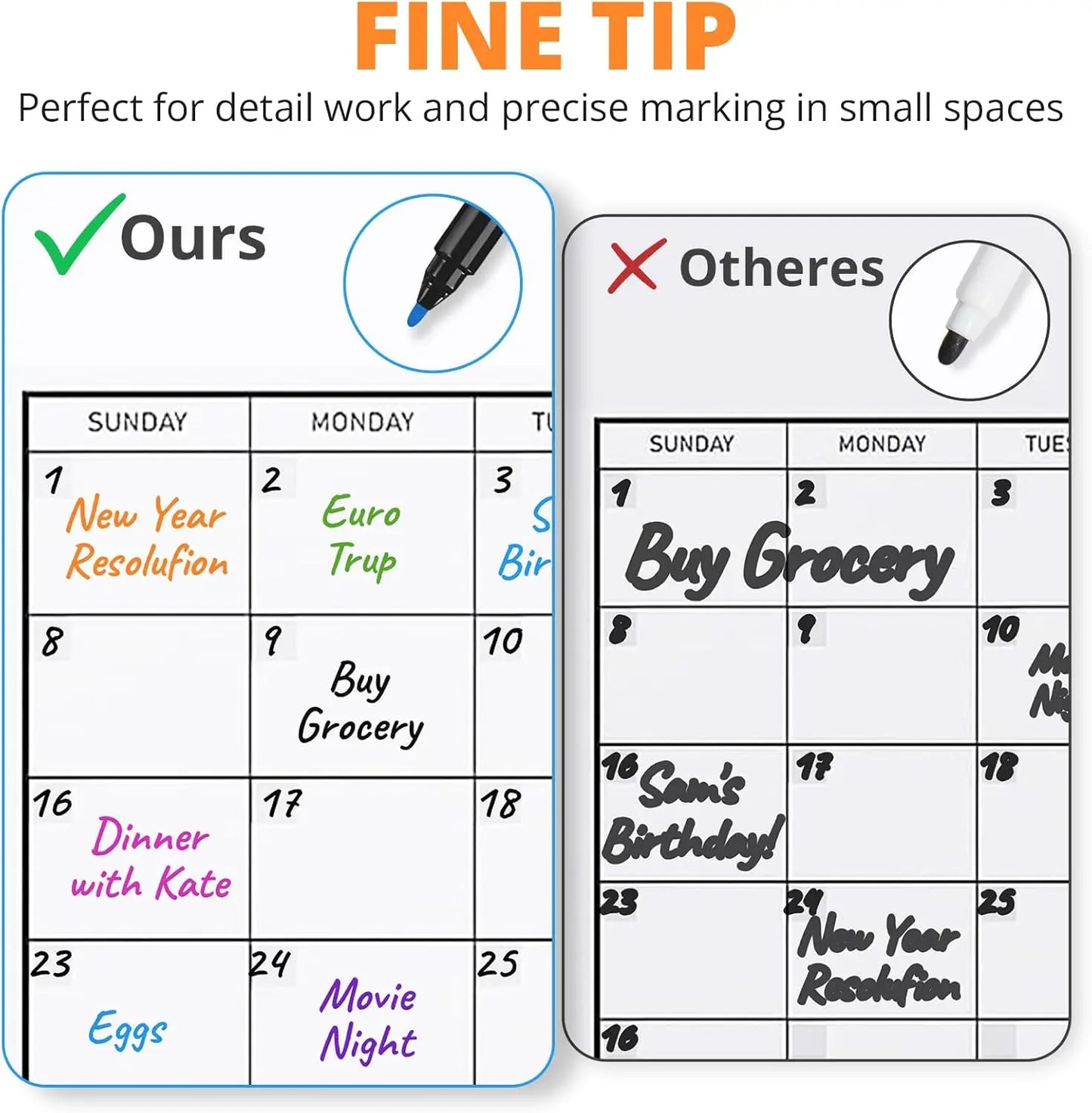 Magnetic Dry Erase Whiteboard Markers 8 Count Colorful FineTip Thin Dry Erase Markers with Eraser for Home Office School Suppli