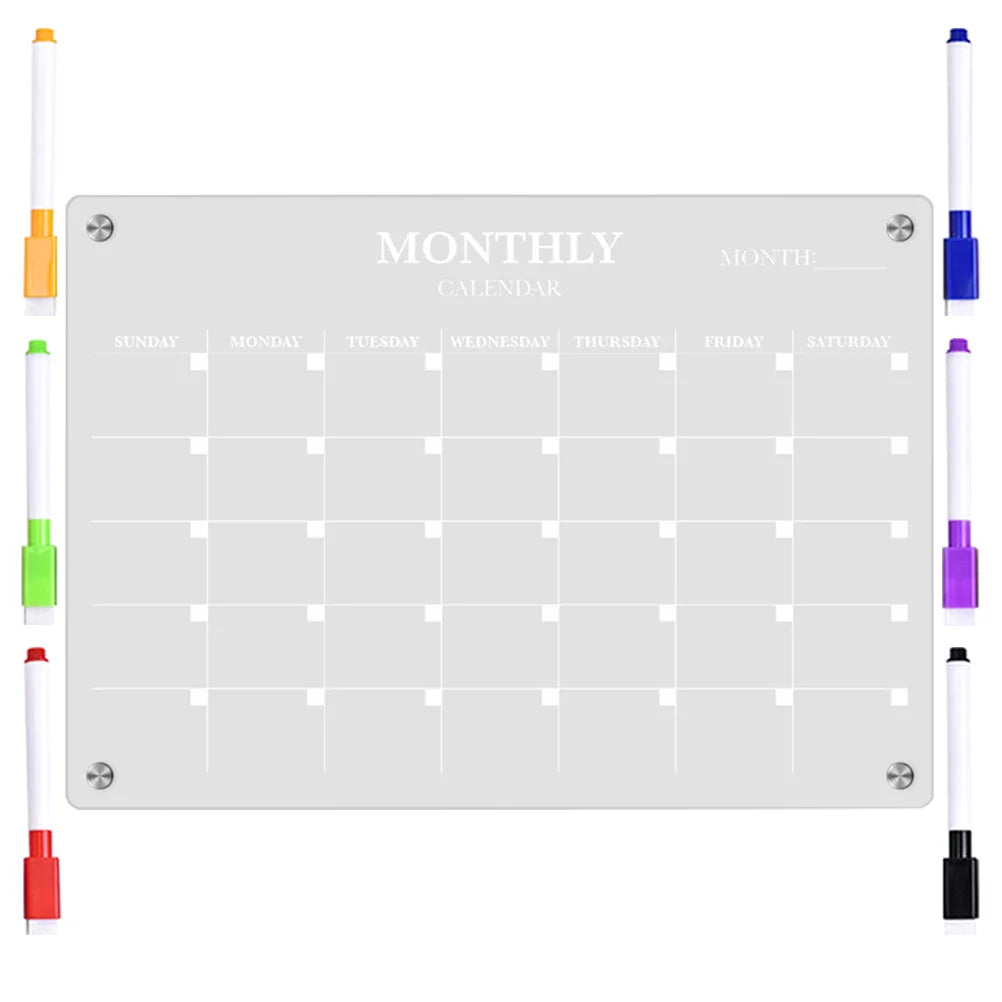 Magnetic Fridge Board Acrylic Dry Erase Board Clear Blank Schedule Planner Whiteboard Wall Calendar Reusable Transparent Kitchen
