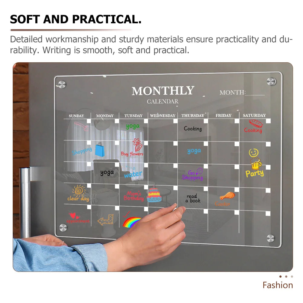 Magnetic Fridge Board Acrylic Dry Erase Board Clear Blank Schedule Planner Whiteboard Wall Calendar Reusable Transparent Kitchen