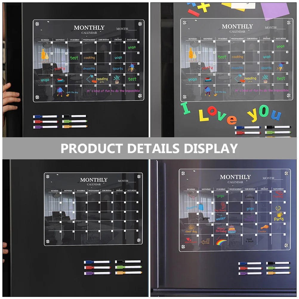 Magnetic Fridge Board Acrylic Dry Erase Board Clear Blank Schedule Planner Whiteboard Wall Calendar Reusable Transparent Kitchen