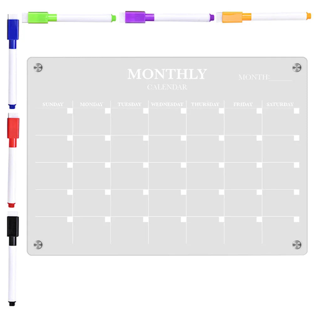 Magnetic Fridge Board Acrylic Dry Erase Board Clear Blank Schedule Planner Whiteboard Wall Calendar Reusable Transparent Kitchen